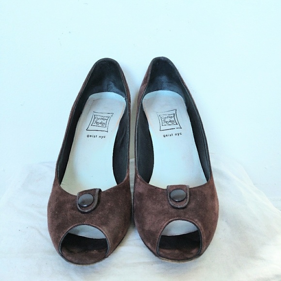Brown Suede Cynthia Rowley Peep Toe Shoes 8.5 - Picture 5 of 7